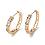 Brass Micro Pave Colorful Cubic Zirconia Hoop Earrings