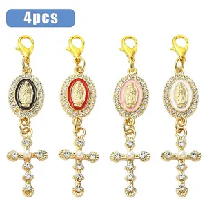 4Pcs Alloy Enamel & Rhinestone Pendant Decorations