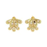 Leaf Brass Micro Pave Clear Cubic Zirconia Stud Earring Findings