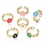 Brass Enamel Cuff Rings