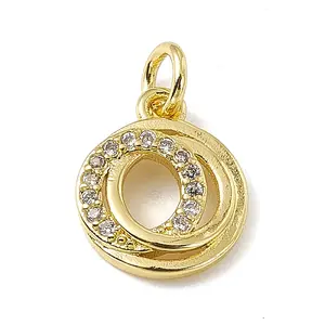 Brass Micro Pave Clear Cubic Zirconia Ring Charms