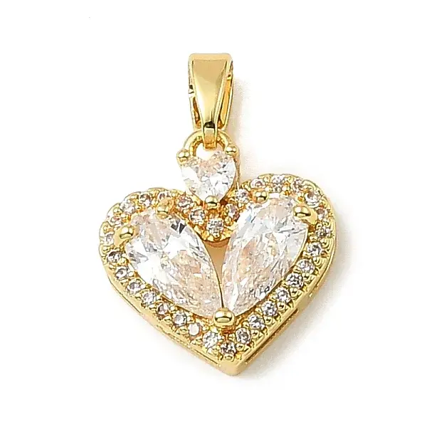 Valentine's Day Brass Micro Pave Clear Cubic Zirconia Charms