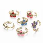 Brass Micro Pave Cubic Zirconia Cuff Rings