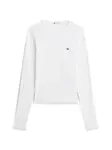 Tommy Jeans Tričko 'Ruffle Slim Long Sleeve'  biela