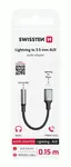 AUDIO ADAPTÉR SWISSTEN TEXTILE LIGHTNING / 3,5mm AUX 0,15 M, ČERNÁ