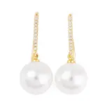 Rack Plating Brass Cubic Zirconia ABS Pearl Earring Hooks