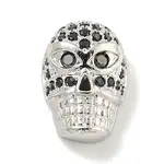 Brass Micro Pave Black Cubic Zirconia Beads