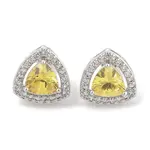 Brass Pave Cubic Zirconia Triangle Stud Earrings for Women