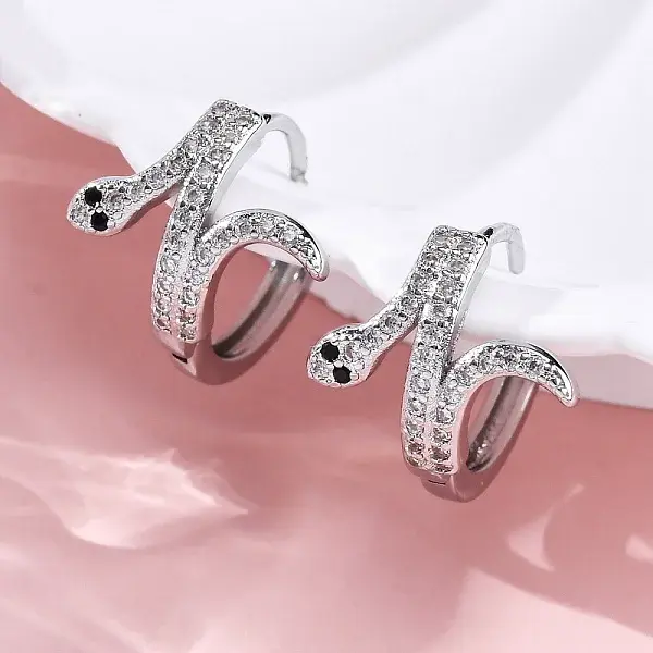 Brass Cubic Zirconia Hoop Earrings