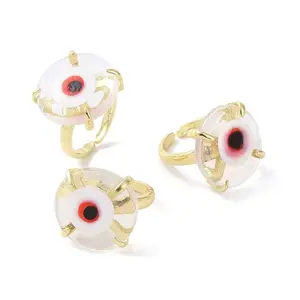 Lampwork Evil Eye Open Cuff Ring