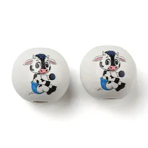 Spray Painted Natural Wood European Beads