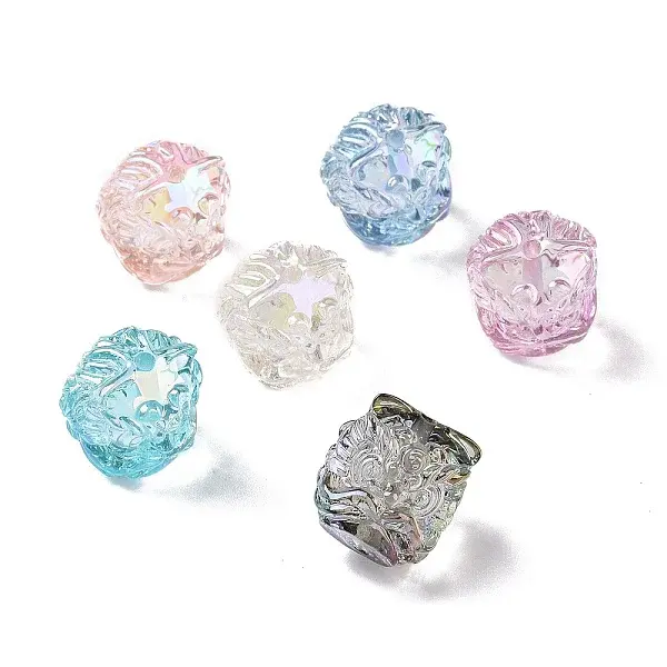 UV Plating Rainbow Iridescent Transparent Resin Beads