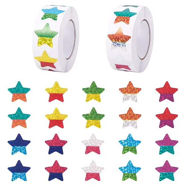 2Rolls Star Laser Adhesive Stickers