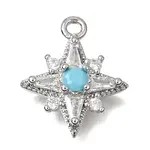Brass Micro Pave Turquoise Cubic Zirconia Charms