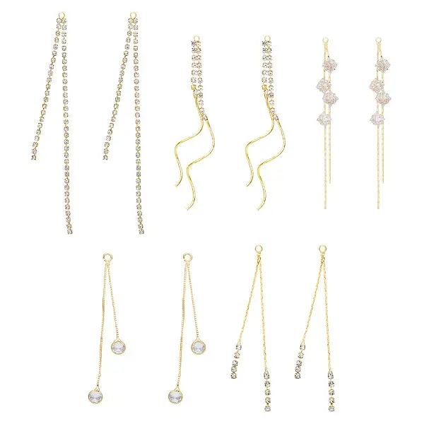 10Pcs 5 Styles Brass Chain Tassel Big Pendants
