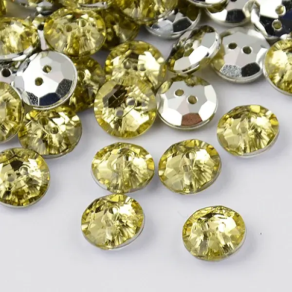 2-Hole Taiwan Acrylic Rhinestone Flat Round Buttons