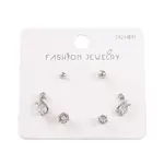 6 Pcs Brass Micro Pave Clear Cubic Zirconia Ear Studs