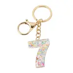 Number 7 Transparent Resin Keychains