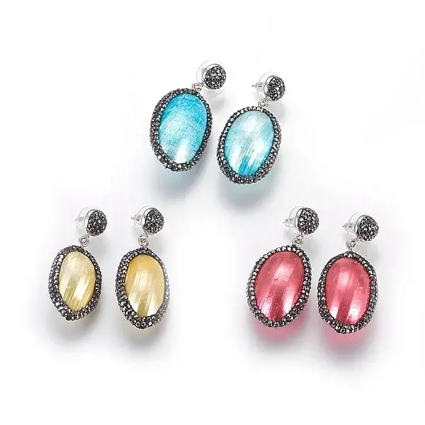 Brass Dangle Stud Earrings