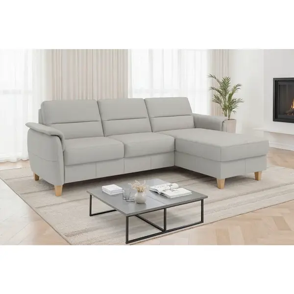 Sit & More ROHOVÁ SEDAČKA, textil, kůže, světle šedá
