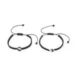 2Pcs 2 Color Acrylic Yin Yang Braided Bead Bracelets Set