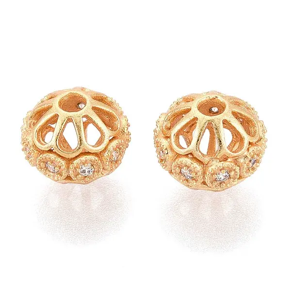 925 Sterling Silver Micro Pave Clear Cubic Zirconia Hollow Beads