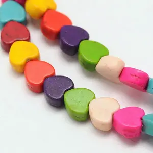 Dyed Synthetical Turquoise Heart Bead Strand