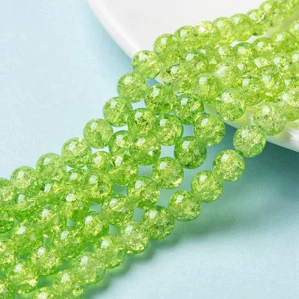 Spray Painted Crackle Glass Beads Strands