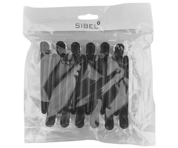 Klipsy do vlasů Sibel plast/hliník - 10 cm, černé, 12 ks (934073302) + dárek zdarma