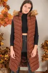 Z6684 DEWBERRY LADIES VEST-FLAT LIGHT BROWN