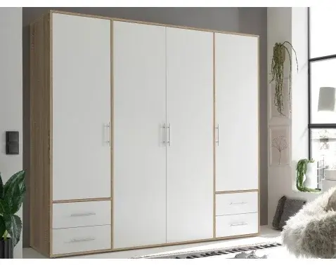 Šatní skříň Valencia, 206 cm, dub sonoma/bílá