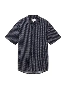 TOM TAILOR DENIM Košeľa  námornícka modrá / biela