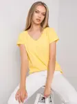 Žluté bavlněné tričko s výstřihem do V