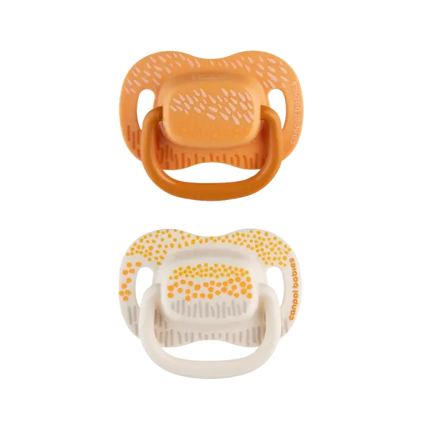 CANPOL BABIES Set symetrických silikónových cumlíkov Mountains 0-6m, žltý 2 ks