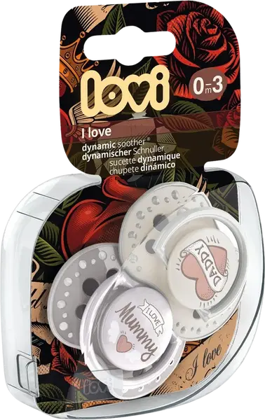 LOVI Dudlík silikonový dynamický I Love 0-3m 2 ks