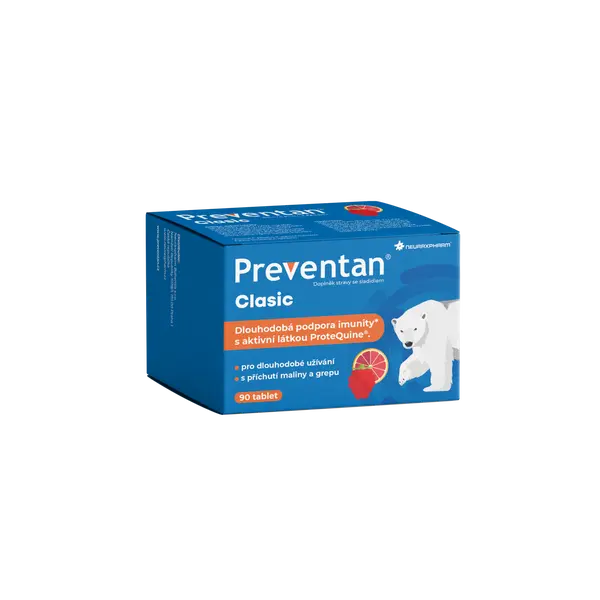 NEURAXPHARM Preventan Clasic s příchutí maliny a grepu 90 tablet
