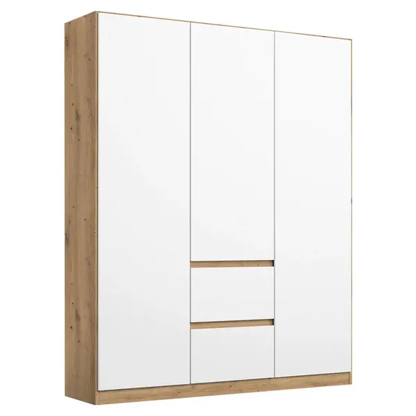 Rauch Möbel ŠATNÍ SKŘÍŇ S OTOČNÝMI DVEŘMI, bílá, dub artisan, 136/197/54 cm