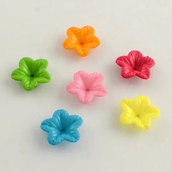 Opaque Acrylic Flower Bead Caps