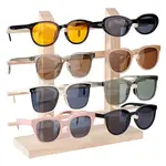 2-Row 8-Slot Wooden Eyeglasses Organizer Display Stands