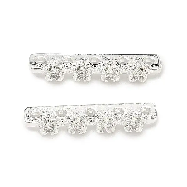 Brass Micro Pave Clear Cubic Zirconia Spacer Bars