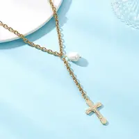304 Stainless Steel Cable Chain Tassel Cross Pendant Necklaces