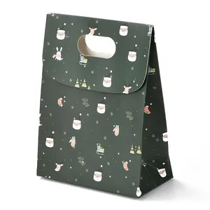 Christmas Themed Pattern Rectangle Kraft Paper Flip Bags
