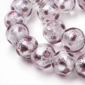 Handmade Silver Foil Lampwork Beads Strands