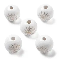 Christmas Printed Schima Wood European Beads