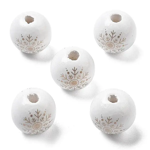 Christmas Printed Schima Wood European Beads