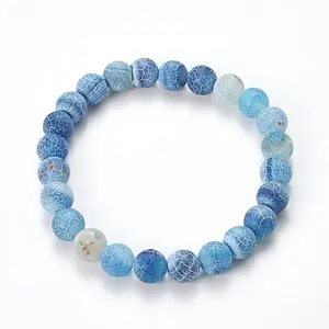 Natural Weathered Agate Beaded Stretch Bracelets