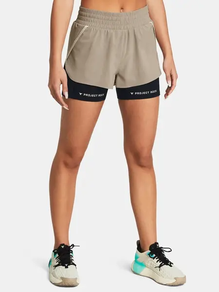 Svetlo hnedé dámske športové kraťasy Under Armour Pjt Rck Flex Short