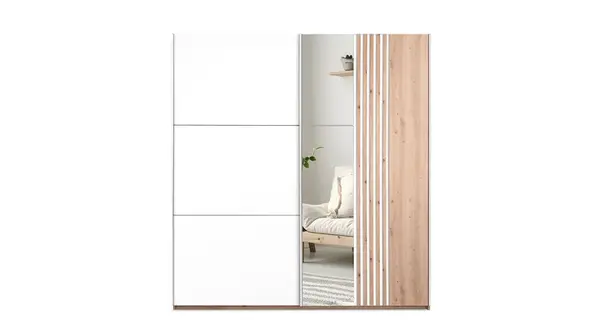 Šatní skříň Sintra Barva korpusu: Dub wotan, Rozměry: 203 cm, Dveře: Bílé