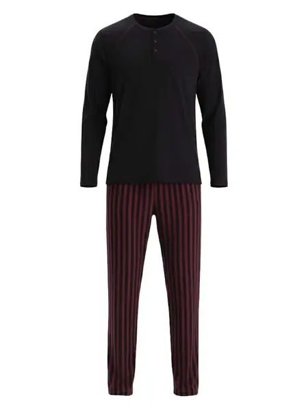 Dagi Dlhé pyžamo  tmavočervená / čierna