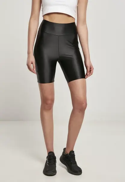 Women's Shiny Metal High Waist Cycling Shorts 2-Pack Black+Deep Cross